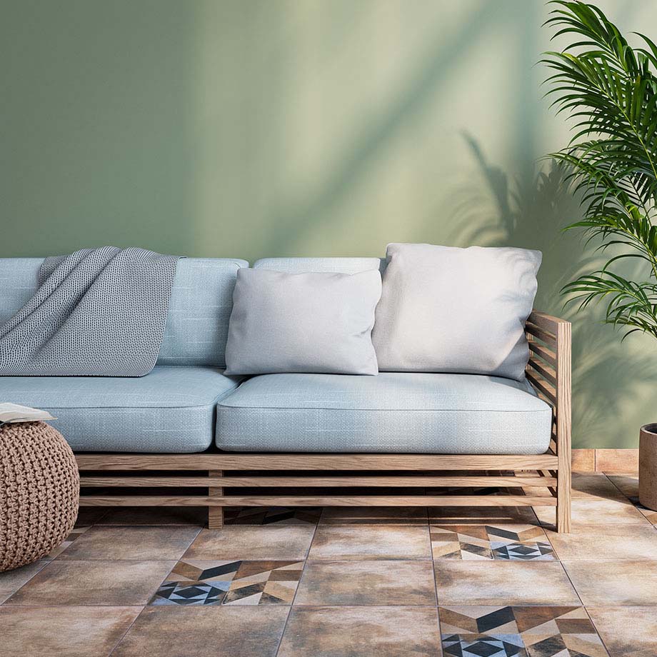 Sofa sobre piso en parcelares